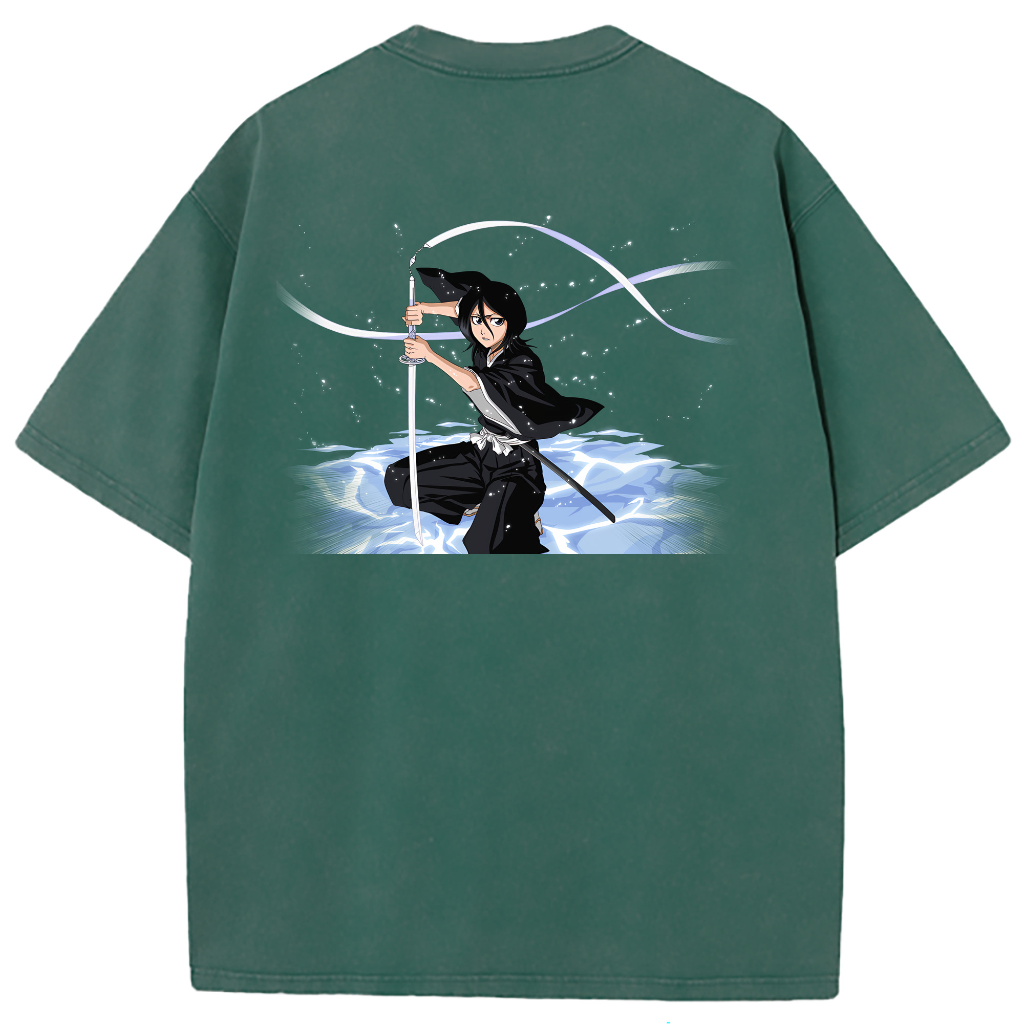 （画像用） ブリーチ 朽木ルキア BLEACH Kuchiki Rukia 綿100% ヴィンテージ風 半袖Tシャツ（背面プリント）